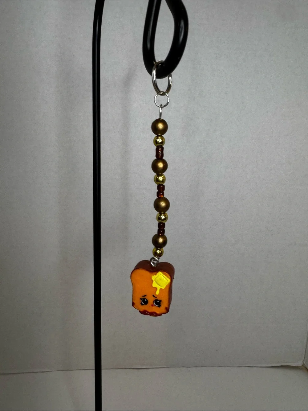 Shopkins Orange Toast Charm Keychain with Yellow Butter Accent